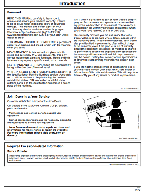 John Deere 310 P Backhoe Loader Operation & Maintenance Manual PDF
