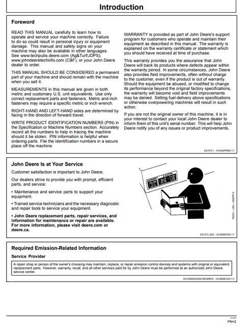 John Deere 310 P Backhoe Loader Operation & Maintenance Manual PDF