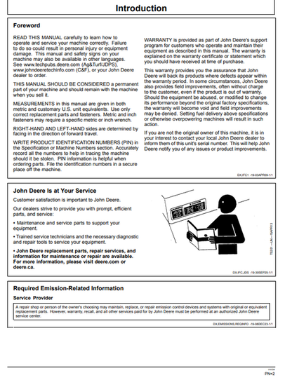John Deere 310 P Backhoe Loader Operation & Maintenance Manual PDF