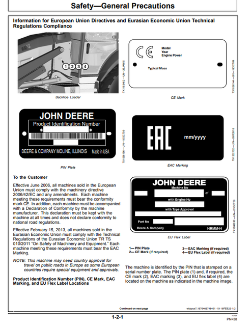 John Deere 310 P Backhoe Loader Technical Operator Manual