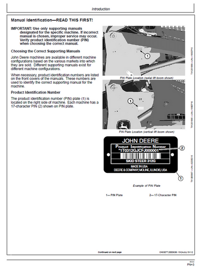 John Deere 312GR 314G Skid Steer Operation & Maintenance Manual