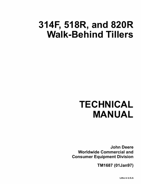John Deere 314F 518R 820R Walk-Behind Tiller Technical Manual PDF