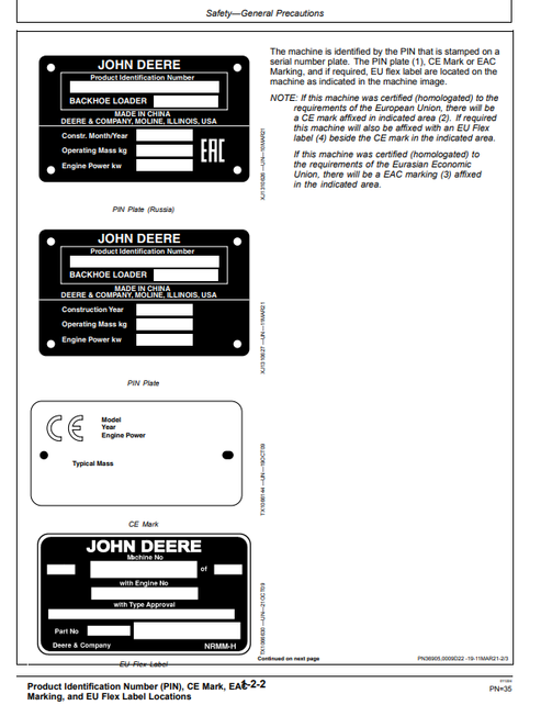 John Deere 315SL And 325SL Backhoe Loader Technical Operator Manual