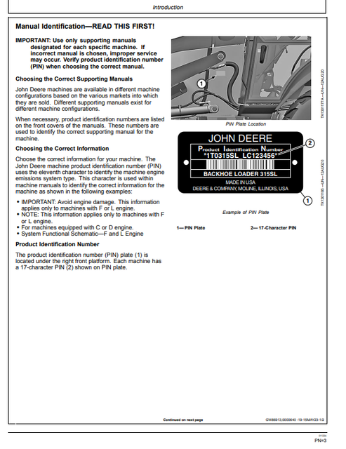 John Deere 315SL Backhoe Loader Operation & Maintenance Manual PDF