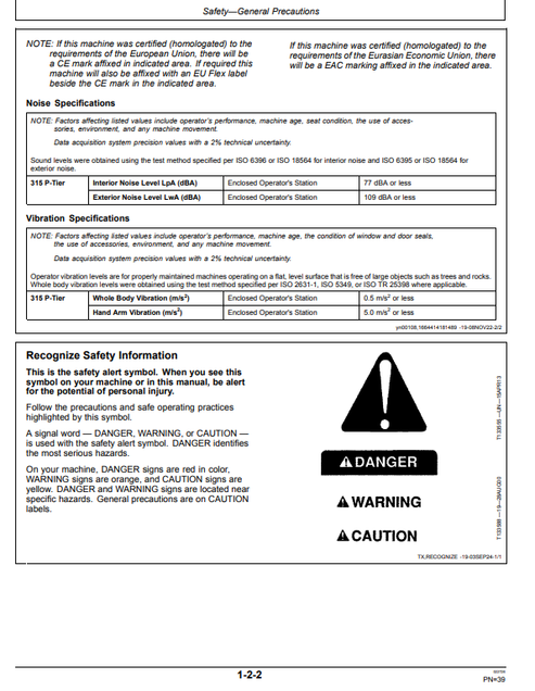 John Deere 315 P Backhoe Loader Technical Operator Manual