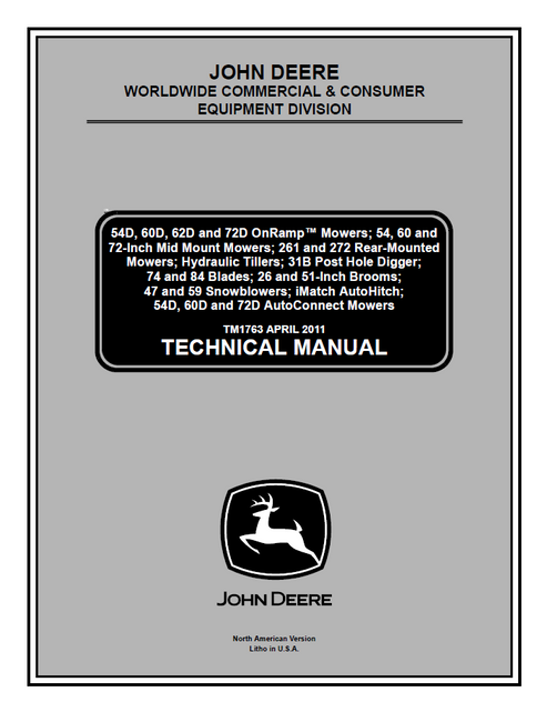 John Deere 31B Post Hole Digger & Mower Technical Manual TM1763