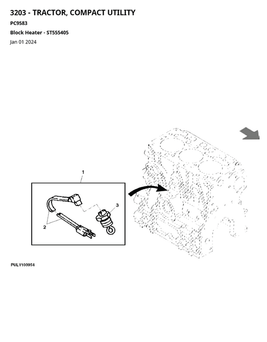 John Deere 3203 Tractor, Compact Utility Parts Catalogue Manual PC9583 PDF