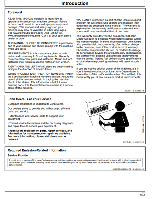 John Deere 320 P Backhoe Loader Operation & Maintenance Manual PDF