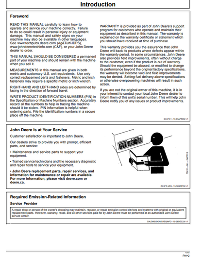 John Deere 320 P Backhoe Loader Operation & Maintenance Manual PDF