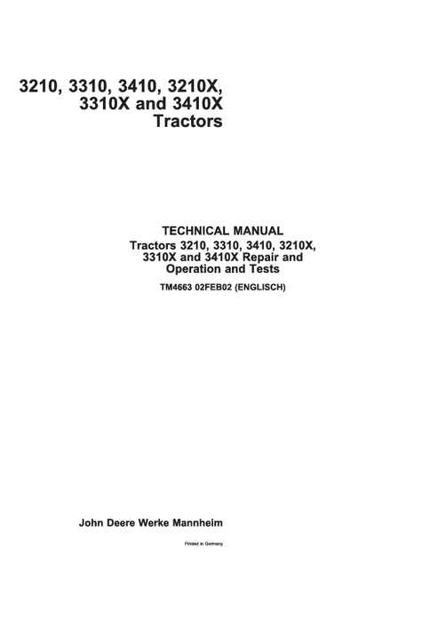 John Deere 3210 3310 3410 3210X 3310X 3410X Technical Manual TM4663