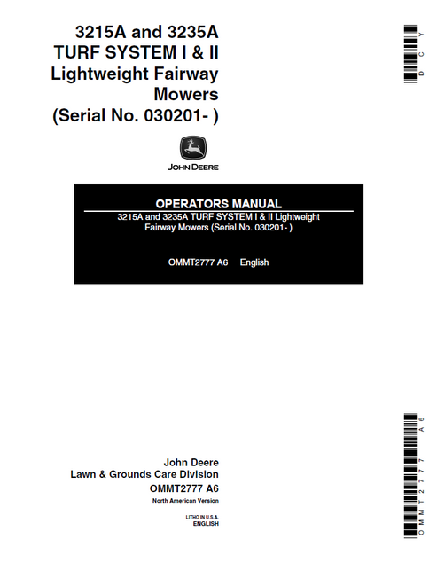 John Deere 3215A 3235A Lightweight Fairway Mower Operator Manual