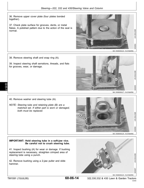 John Deere 322 330 332 430 Technical Maintenance Manual TM1591
