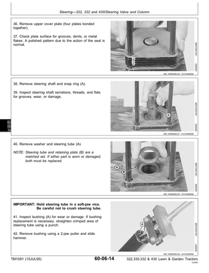 John Deere 322 330 332 430 Technical Maintenance Manual TM1591