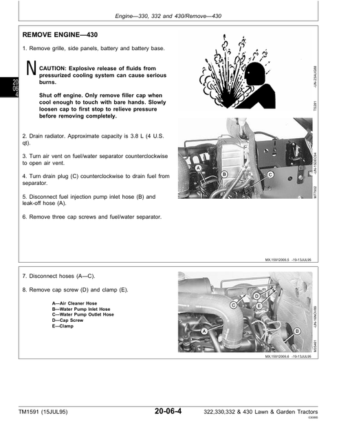 John Deere 322 330 332 430 Tractor Service Manual TM1591 PDF
