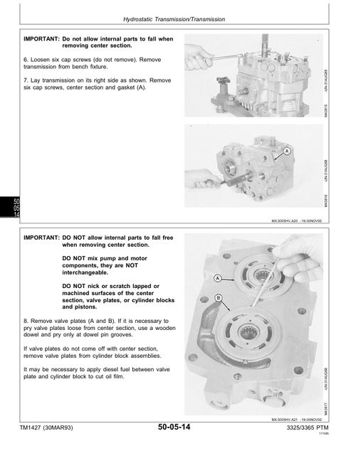John Deere 3325 3365 Professional Mower Technical Service Manual