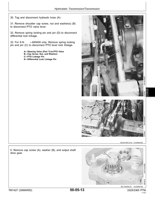 John Deere 3325 & 3365 Turf Mower Manual TM1427 PDF