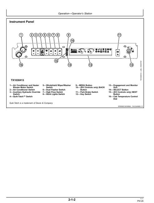 John Deere 332 Skid Steer Operating & Maintenance Manual OMT205052