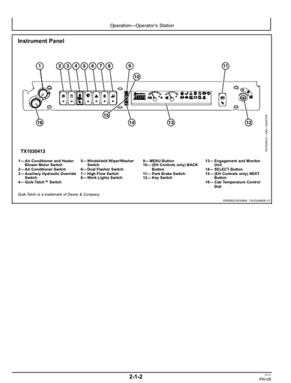 John Deere 332 Skid Steer Operating & Maintenance Manual OMT205052
