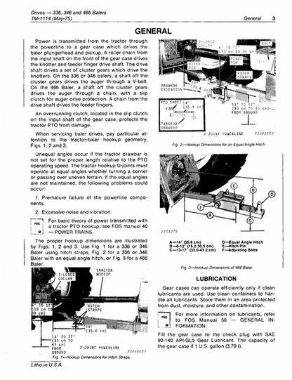 John Deere 336 346 466 Baler Drive Diagnostic Technical Manual