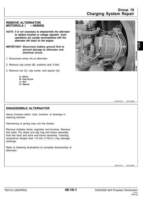 John Deere 3430-3830 Windrower Technical Service Manual TM1314