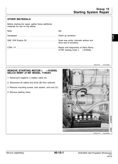 John Deere 3430-3830 Windrower Technical Service Manual TM1314 PDF