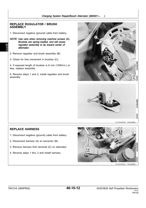 John Deere 3430 And 3830 Self-Propelled Windrower Repair Manual