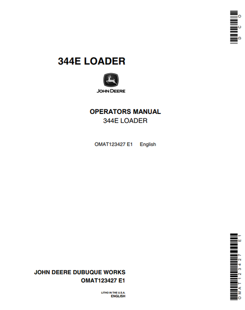 John Deere 344E Loader Operator & Maintenance Manual OMAT123427