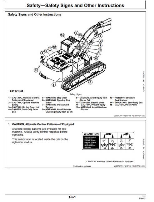 John Deere 345 Excavator Operating Instructions Manual PDF