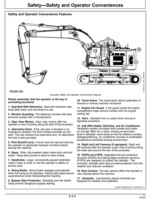 John Deere 345 P Excavator User & Operator Guide OMT480097X019
