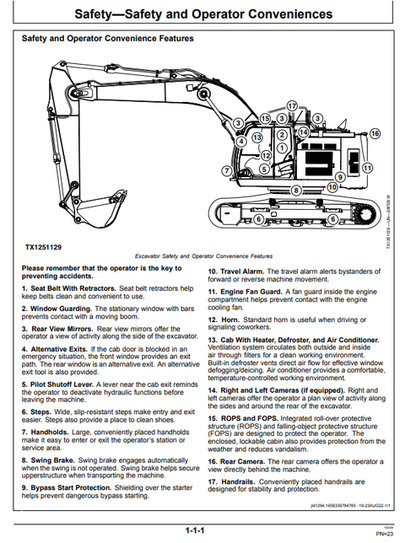 John Deere 345 P Excavator User & Operator Guide OMT480097X019