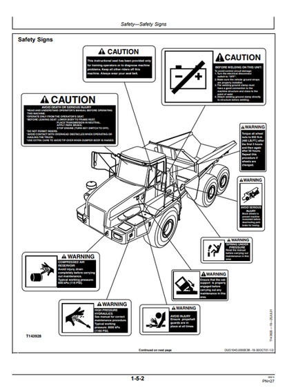 John Deere 350D 400D Dump Truck Operation Manual OMT187885