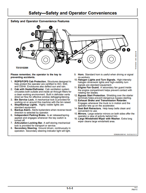 John Deere 350D 400D Dump Truck Operator Manual OMT187885
