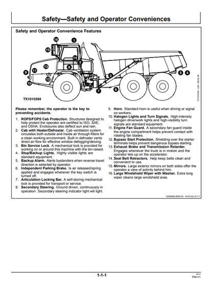 John Deere 350D 400D Dump Truck Operator Manual OMT187885