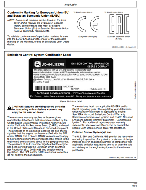 John Deere 350GLC Excavator Operating & Maintenance Manual PDF OMT351368X19