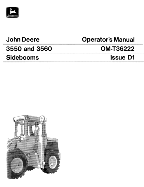 John Deere 3550 3560 Sideboom Operator Manual OMT36222