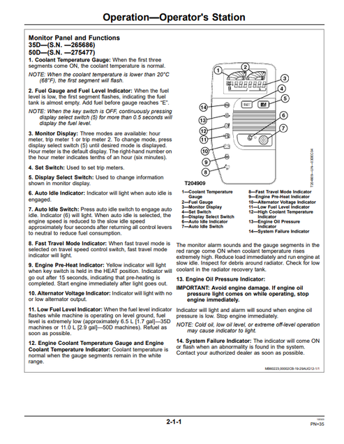 John Deere 35D 50D Excavator Manual PDF OMT209413