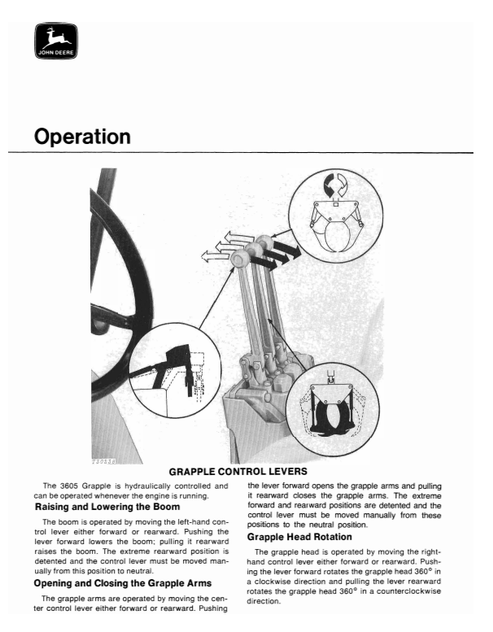 John Deere 3605 Grapple Operating Manual OMT44791