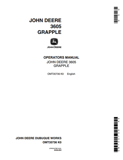 John Deere 3605 Grapple Operator Manual PDF OMT35736