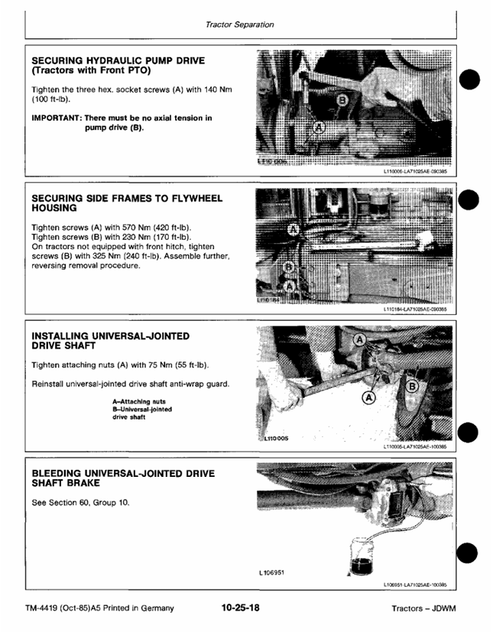 John Deere 3640 Agricultural Tractor Technical Service Manual