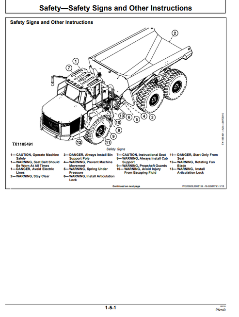 John Deere 370E 410E & 460E Articulated Dump Truck Operator Guide