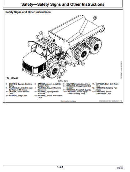 John Deere 370E 410E & 460E Articulated Dump Truck Operator Guide