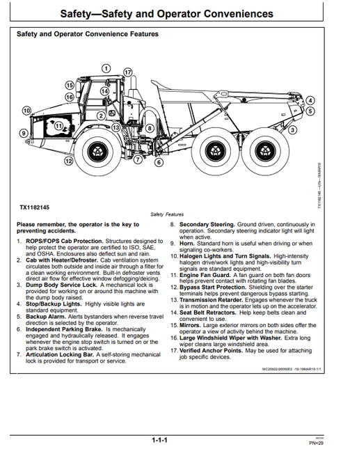 John Deere 370E 410E 460E Dump Truck Manual OMT363009X19