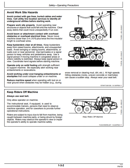 John Deere 370E 410E 460E Dump Truck Operation Manual OMT264277