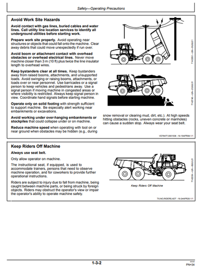 John Deere 370E 410E 460E Dump Truck Operation Manual OMT264277