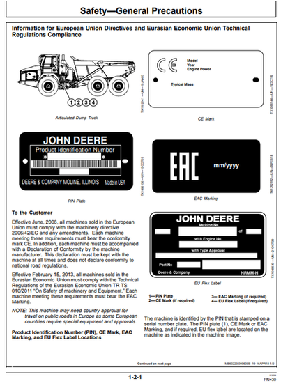 John Deere 370E 410E 460E Dump Truck Operation Manual OMT329825X19