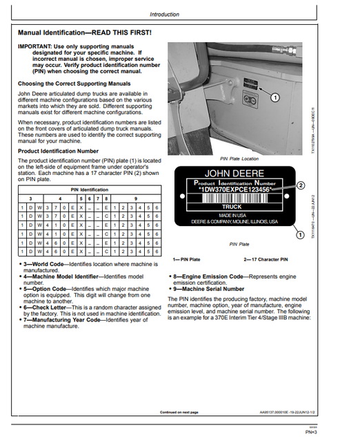 John Deere 370E 410E 460E Dump Truck Operator Manual OMT264277