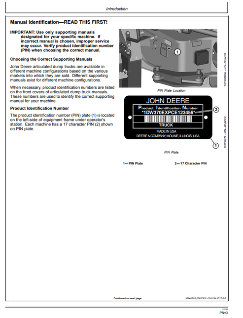 John Deere 370E 410E 460E Dump Truck Operator Manual OMT329825X19