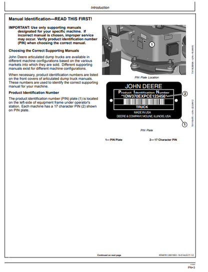 John Deere 370E 410E 460E Dump Truck Operator Manual OMT329825X19