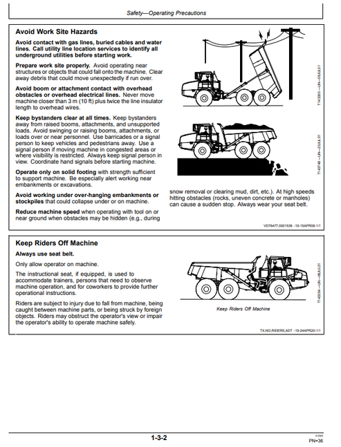 John Deere 370E 410E 460E Dump Truck Operator Manual OMT331714X19