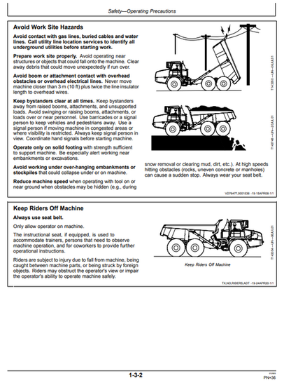 John Deere 370E 410E 460E Dump Truck Operator Manual OMT331714X19